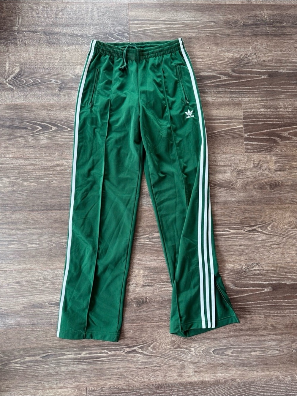 adidas Green Track Pants with White Stripes